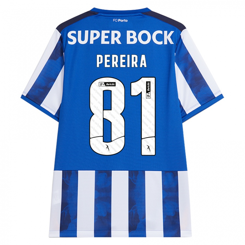 Børn Martim Pereira #81 Blå Hvid Hjemmebane Spillertrøjer 2024/25 Trøje T-Shirt