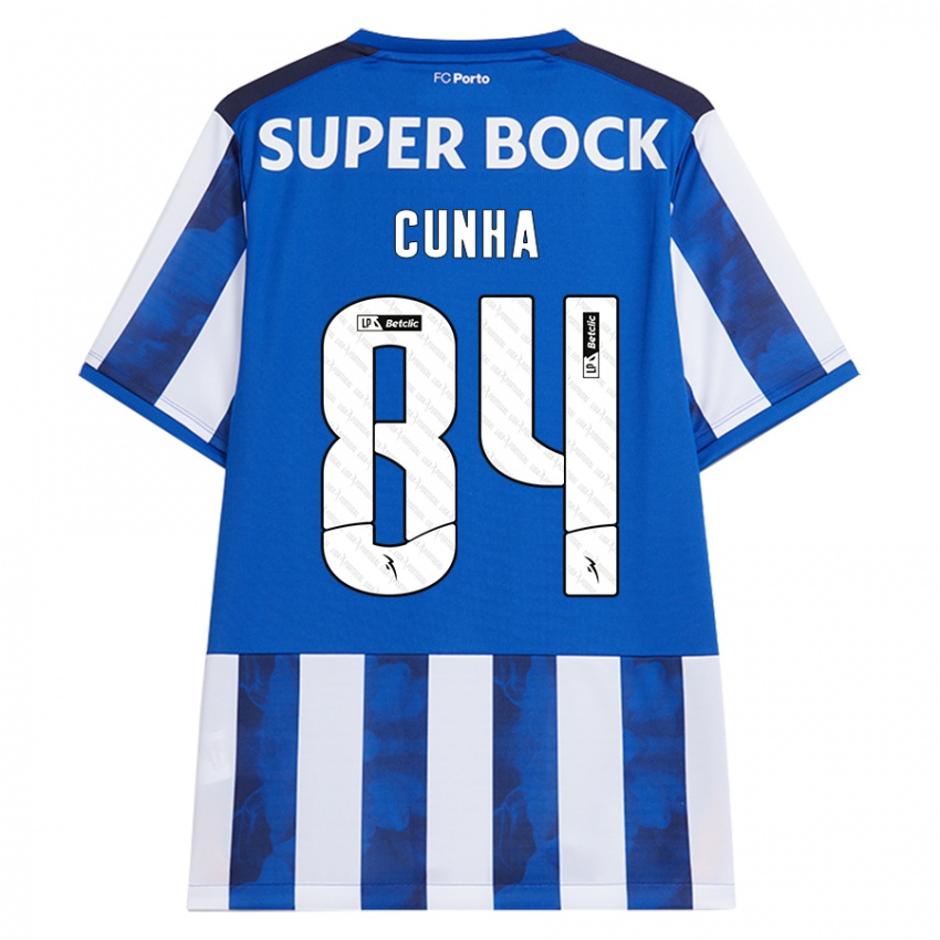 Børn Martim Cunha #84 Blå Hvid Hjemmebane Spillertrøjer 2024/25 Trøje T-Shirt