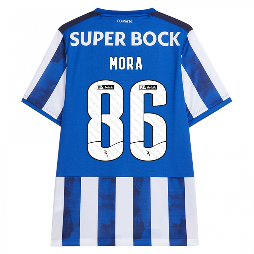 Børn Rodrigo Mora #86 Blå Hvid Hjemmebane Spillertrøjer 2024/25 Trøje T-Shirt