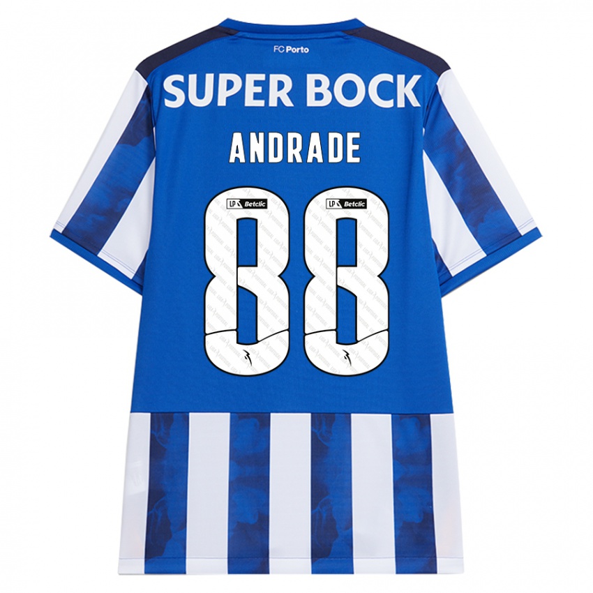 Børn Domingos Andrade #88 Blå Hvid Hjemmebane Spillertrøjer 2024/25 Trøje T-Shirt