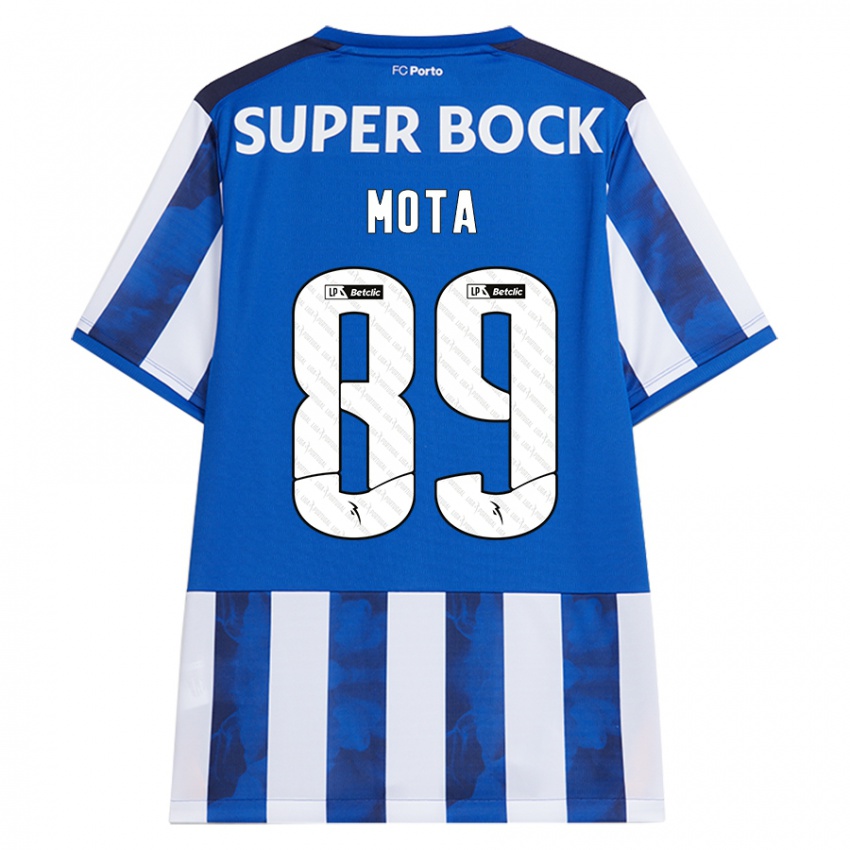 Børn Luís Mota #89 Blå Hvid Hjemmebane Spillertrøjer 2024/25 Trøje T-Shirt