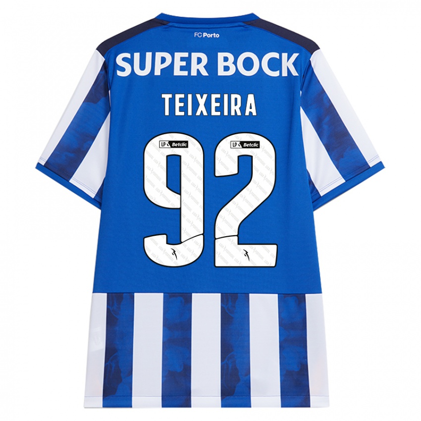 Børn João Teixeira #92 Blå Hvid Hjemmebane Spillertrøjer 2024/25 Trøje T-Shirt