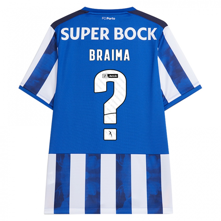 Børn Braima #0 Blå Hvid Hjemmebane Spillertrøjer 2024/25 Trøje T-Shirt