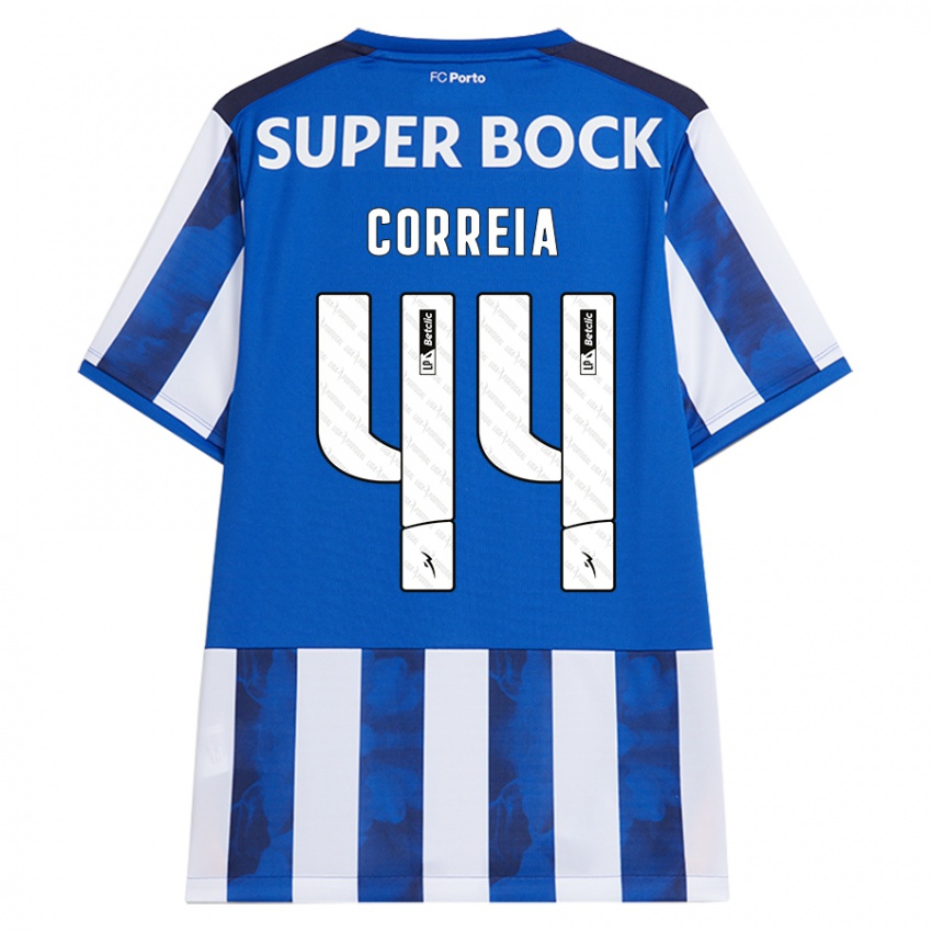 Børn Romain Correia #44 Blå Hvid Hjemmebane Spillertrøjer 2024/25 Trøje T-Shirt