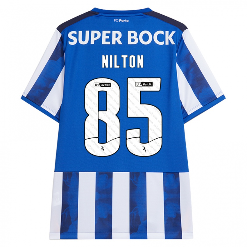 Børn Nilton #85 Blå Hvid Hjemmebane Spillertrøjer 2024/25 Trøje T-Shirt