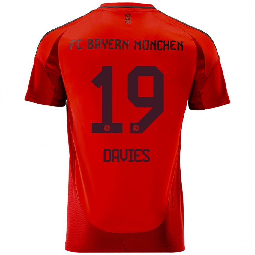 Børn Alphonso Davies #19 Rød Hjemmebane Spillertrøjer 2024/25 Trøje T-Shirt