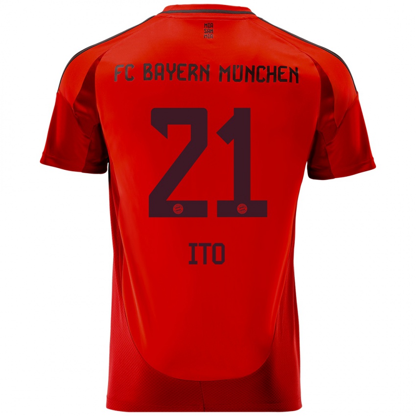 Børn Hiroki Ito #21 Rød Hjemmebane Spillertrøjer 2024/25 Trøje T-Shirt