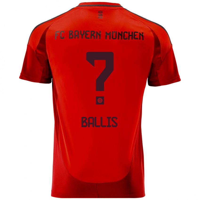 Børn Benjamin Ballis #0 Rød Hjemmebane Spillertrøjer 2024/25 Trøje T-Shirt