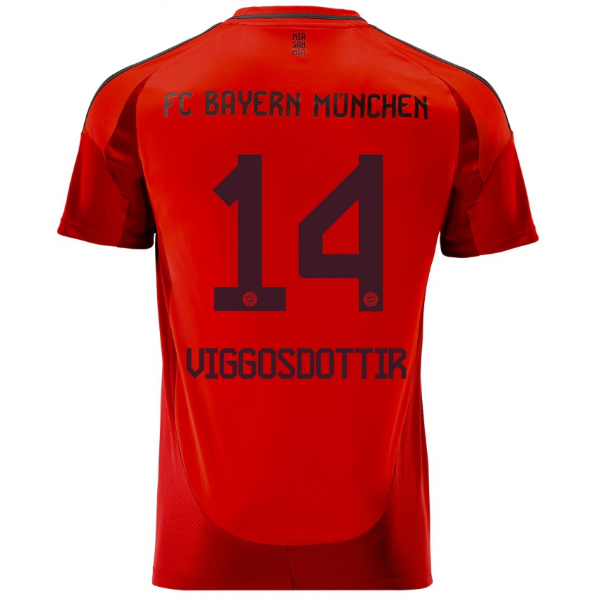 Børn Glodis Perla Viggosdottir #14 Rød Hjemmebane Spillertrøjer 2024/25 Trøje T-Shirt