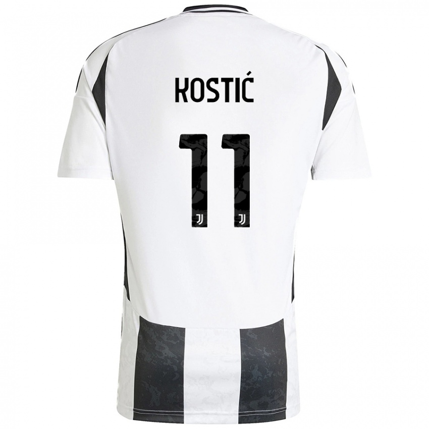 Børn Filip Kostic #11 Hvid Sort Hjemmebane Spillertrøjer 2024/25 Trøje T-Shirt