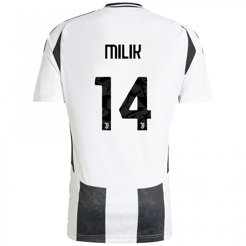 Børn Arkadiusz Milik #14 Hvid Sort Hjemmebane Spillertrøjer 2024/25 Trøje T-Shirt