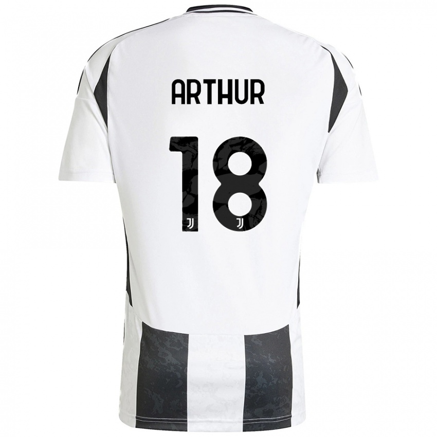 Børn Arthur Melo #18 Hvid Sort Hjemmebane Spillertrøjer 2024/25 Trøje T-Shirt