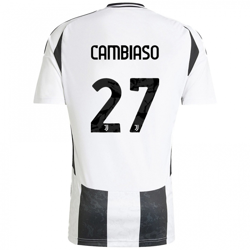 Børn Andrea Cambiaso #27 Hvid Sort Hjemmebane Spillertrøjer 2024/25 Trøje T-Shirt