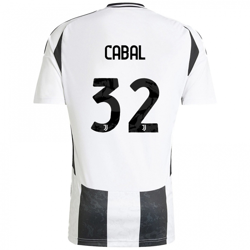 Børn Juan Cabal #32 Hvid Sort Hjemmebane Spillertrøjer 2024/25 Trøje T-Shirt