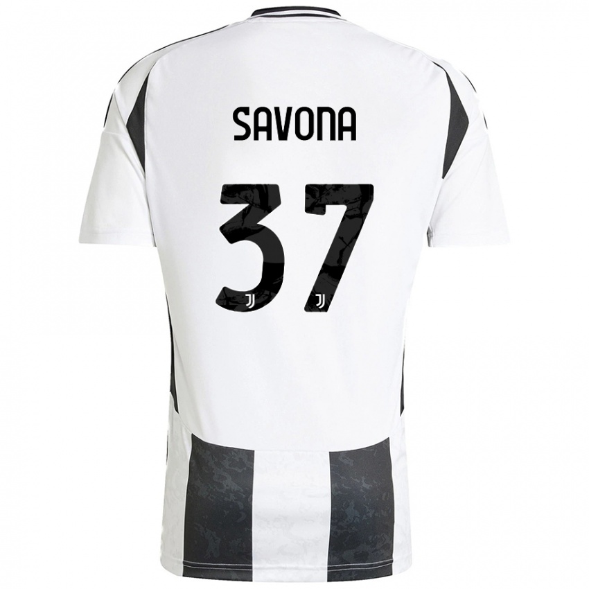 Børn Nicolo Savona #37 Hvid Sort Hjemmebane Spillertrøjer 2024/25 Trøje T-Shirt