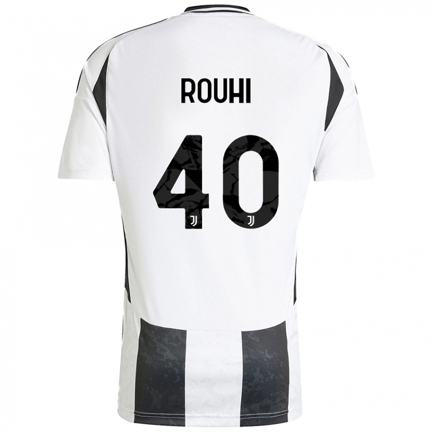 Børn Jonas Rouhi #40 Hvid Sort Hjemmebane Spillertrøjer 2024/25 Trøje T-Shirt