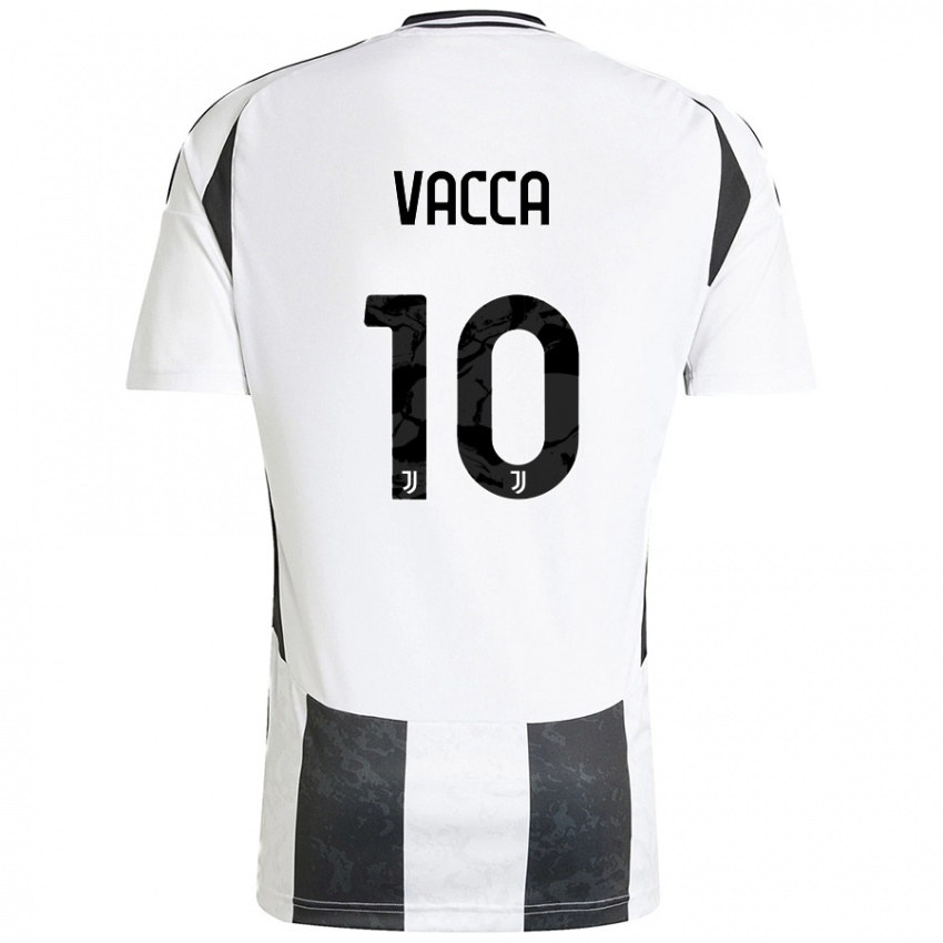 Børn Alessio Vacca #10 Hvid Sort Hjemmebane Spillertrøjer 2024/25 Trøje T-Shirt