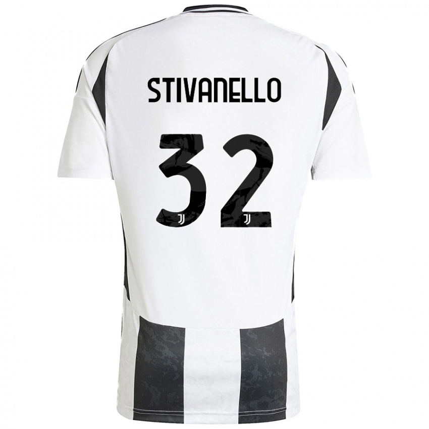 Børn Riccardo Stivanello #32 Hvid Sort Hjemmebane Spillertrøjer 2024/25 Trøje T-Shirt