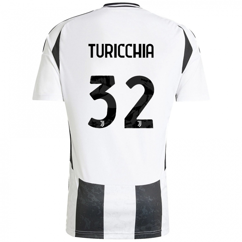 Børn Riccardo Turicchia #32 Hvid Sort Hjemmebane Spillertrøjer 2024/25 Trøje T-Shirt