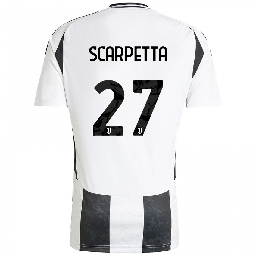 Børn Jacopo Scarpetta #27 Hvid Sort Hjemmebane Spillertrøjer 2024/25 Trøje T-Shirt