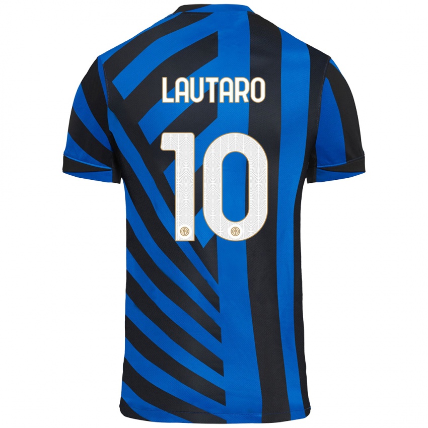 Børn Lautaro Martinez #10 Blå Sort Hjemmebane Spillertrøjer 2024/25 Trøje T-Shirt