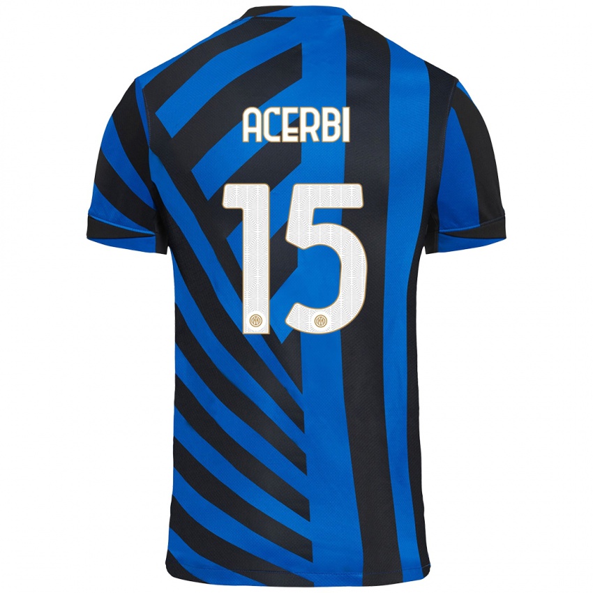 Børn Francesco Acerbi #15 Blå Sort Hjemmebane Spillertrøjer 2024/25 Trøje T-Shirt