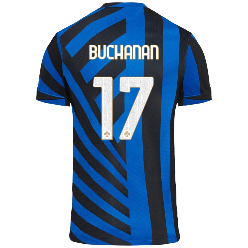 Børn Tajon Buchanan #17 Blå Sort Hjemmebane Spillertrøjer 2024/25 Trøje T-Shirt