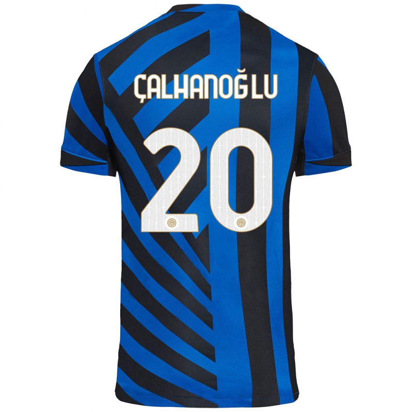 Børn Hakan Calhanoglu #20 Blå Sort Hjemmebane Spillertrøjer 2024/25 Trøje T-Shirt