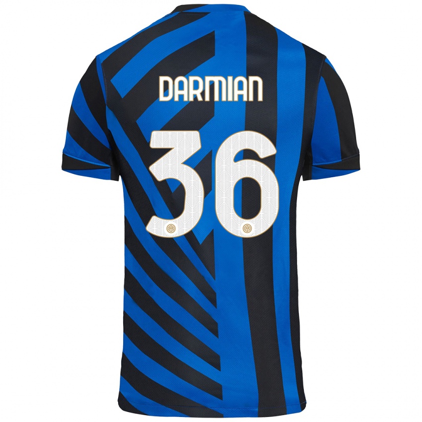 Børn Matteo Darmian #36 Blå Sort Hjemmebane Spillertrøjer 2024/25 Trøje T-Shirt