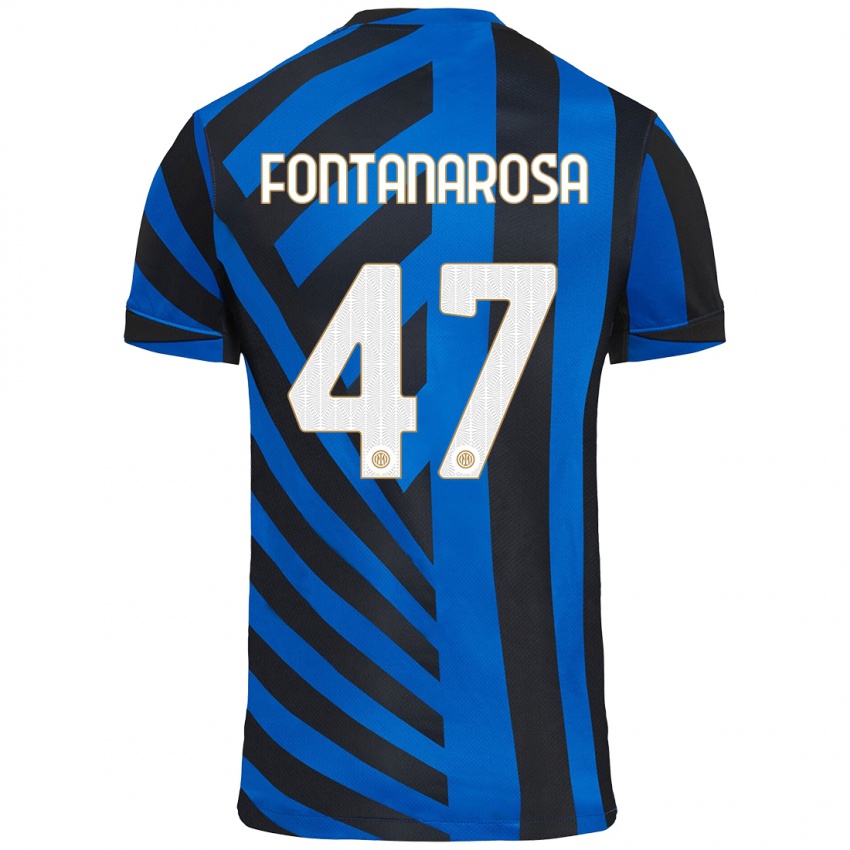 Børn Alessandro Fontanarosa #47 Blå Sort Hjemmebane Spillertrøjer 2024/25 Trøje T-Shirt