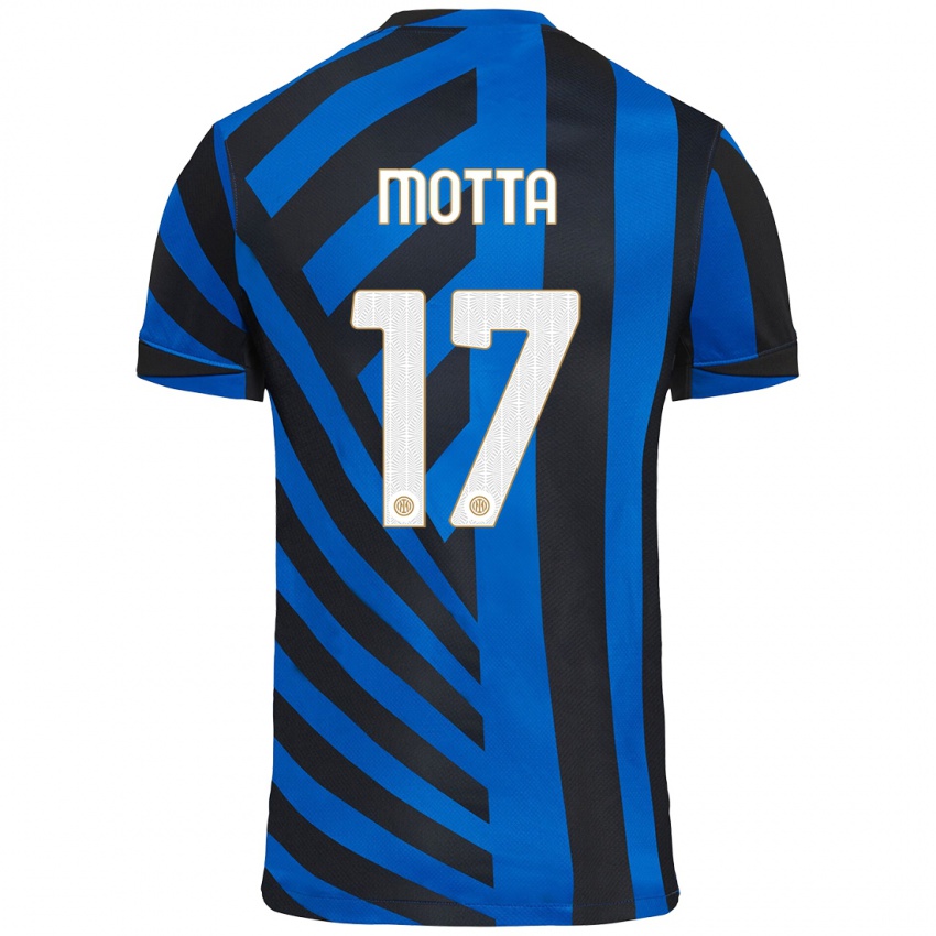 Børn Matteo Motta #17 Blå Sort Hjemmebane Spillertrøjer 2024/25 Trøje T-Shirt