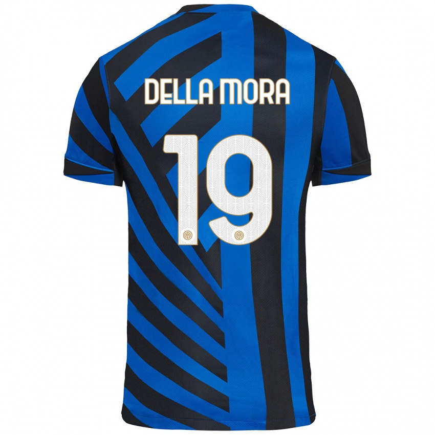 Børn Tommaso Della Mora #19 Blå Sort Hjemmebane Spillertrøjer 2024/25 Trøje T-Shirt