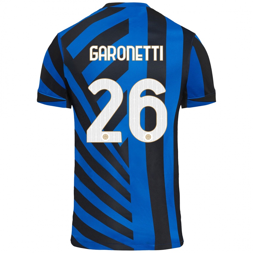 Børn Gabriele Garonetti #26 Blå Sort Hjemmebane Spillertrøjer 2024/25 Trøje T-Shirt