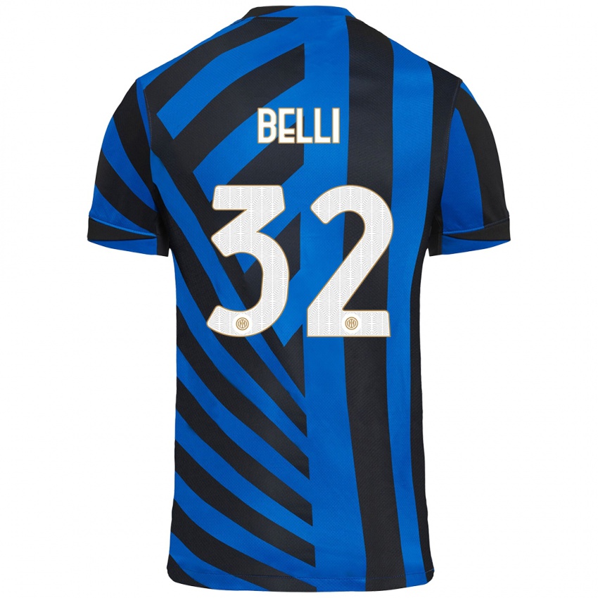 Børn Elena Belli #32 Blå Sort Hjemmebane Spillertrøjer 2024/25 Trøje T-Shirt