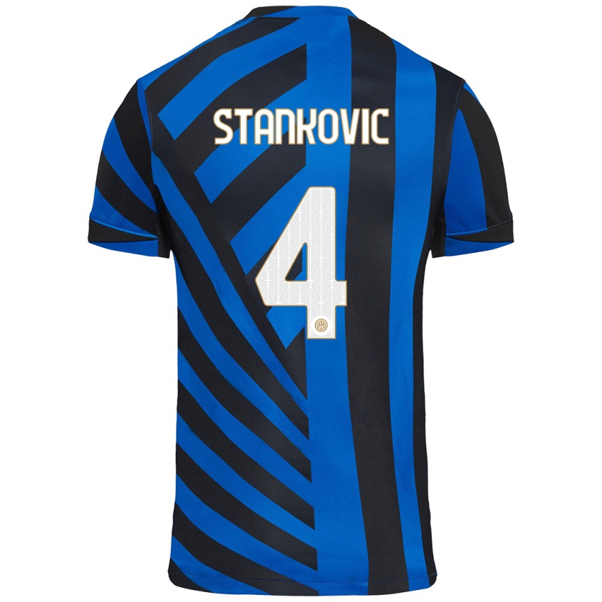 Børn Aleksandar Stankovic #4 Blå Sort Hjemmebane Spillertrøjer 2024/25 Trøje T-Shirt