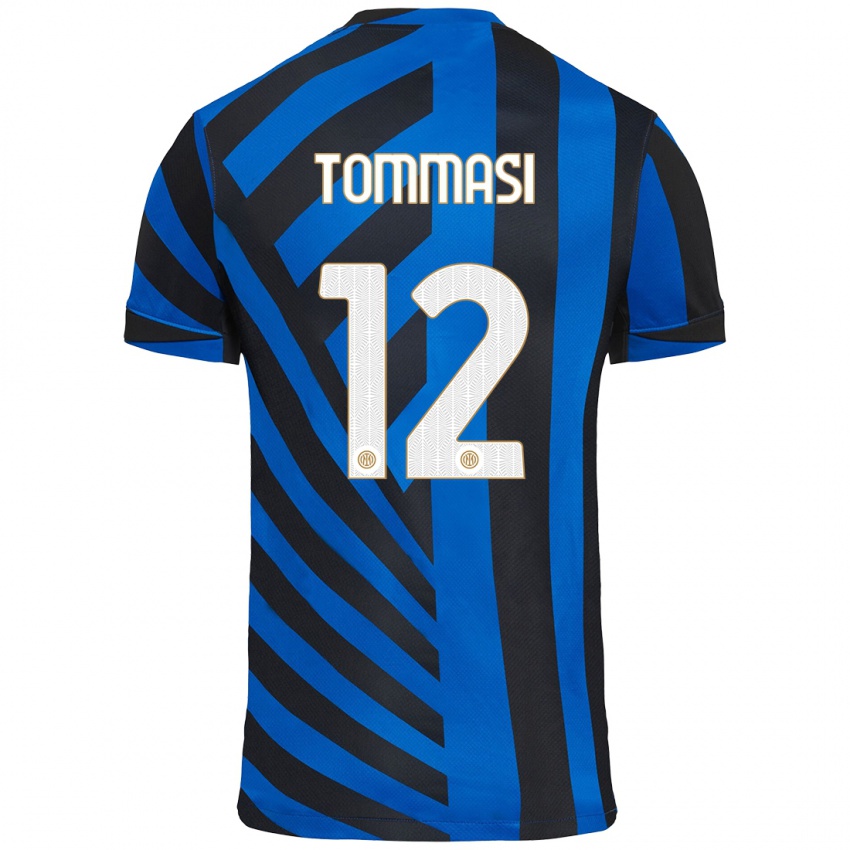 Børn Francesco Tommasi #12 Blå Sort Hjemmebane Spillertrøjer 2024/25 Trøje T-Shirt