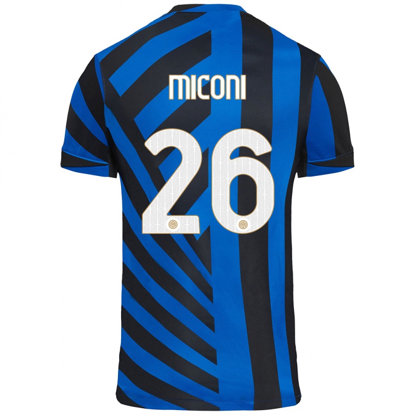 Børn Riccardo Miconi #26 Blå Sort Hjemmebane Spillertrøjer 2024/25 Trøje T-Shirt