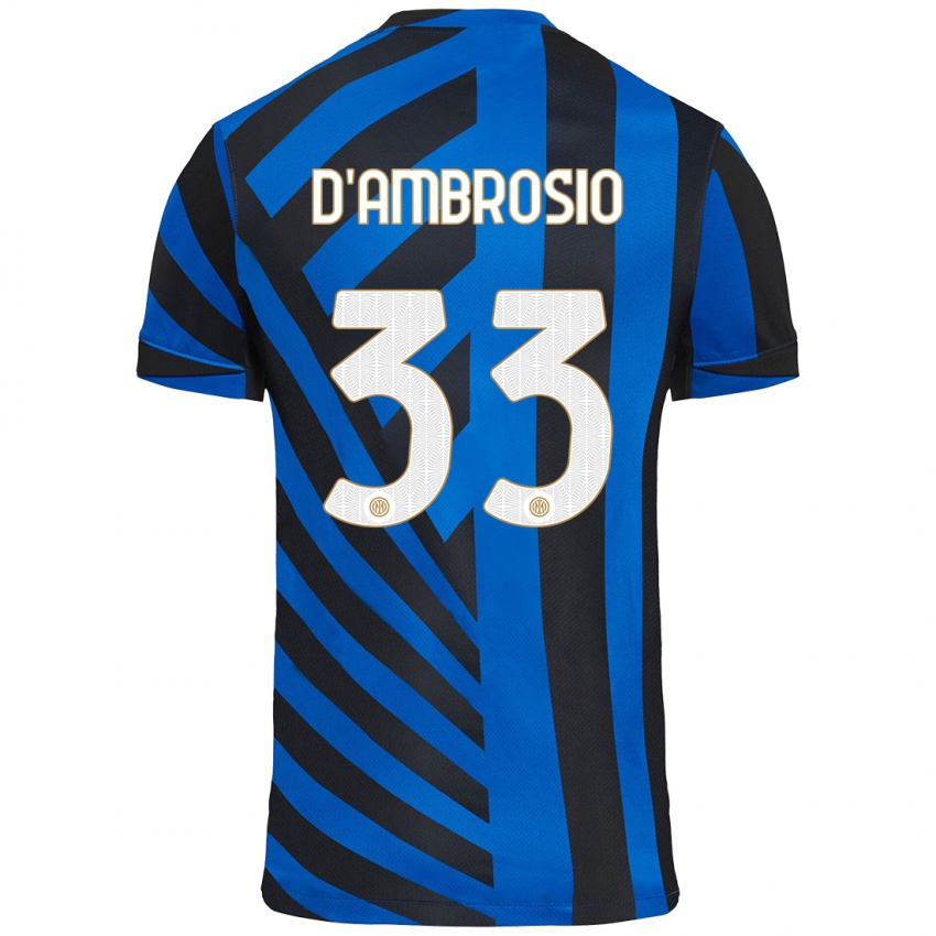 Børn Danilo D'ambrosio #33 Blå Sort Hjemmebane Spillertrøjer 2024/25 Trøje T-Shirt