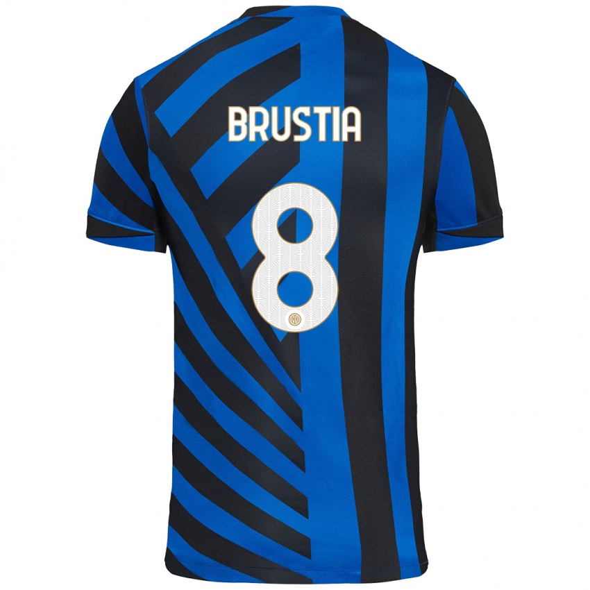 Børn Martina Brustia #8 Blå Sort Hjemmebane Spillertrøjer 2024/25 Trøje T-Shirt