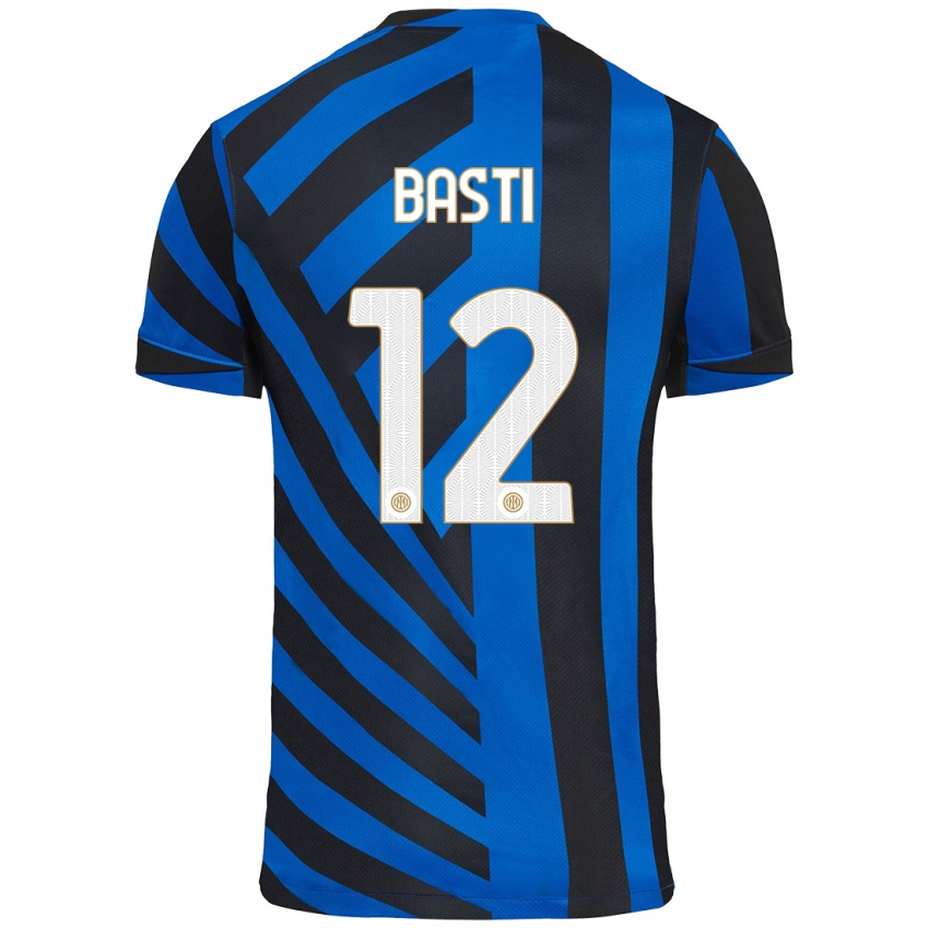 Børn Matteo Basti #12 Blå Sort Hjemmebane Spillertrøjer 2024/25 Trøje T-Shirt