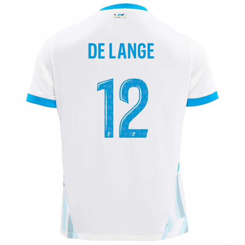 Børn Jeffrey De Lange #12 Hvid Himmelblå Hjemmebane Spillertrøjer 2024/25 Trøje T-Shirt