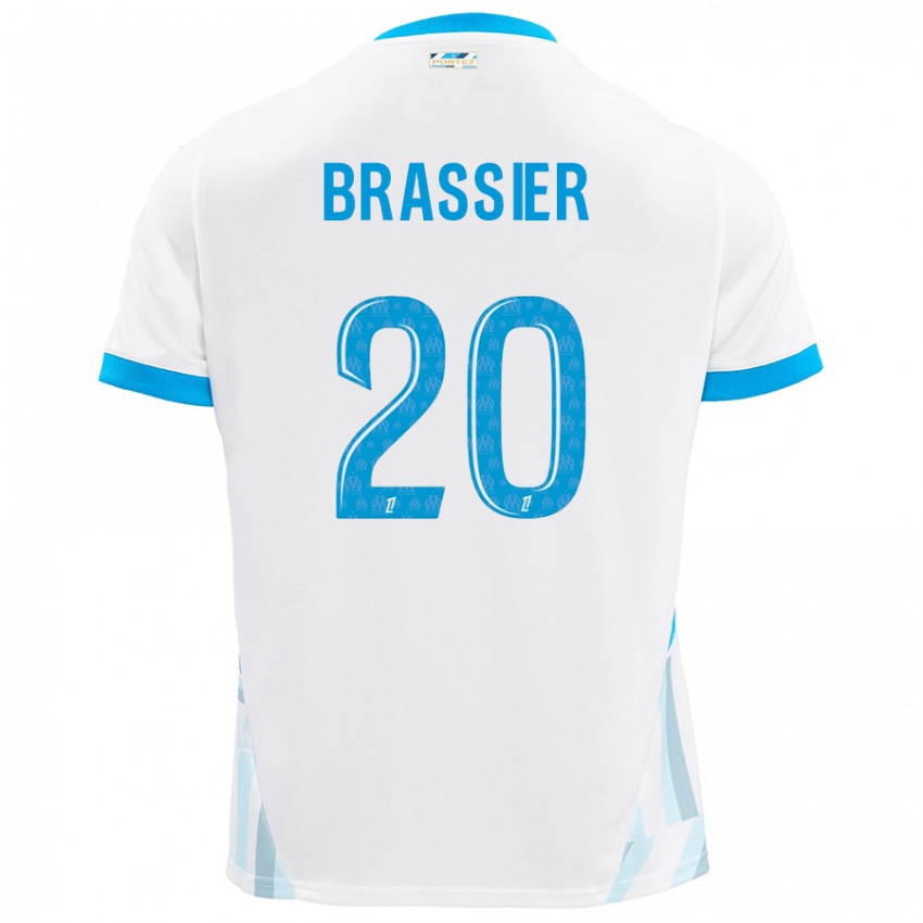 Børn Lilian Brassier #20 Hvid Himmelblå Hjemmebane Spillertrøjer 2024/25 Trøje T-Shirt