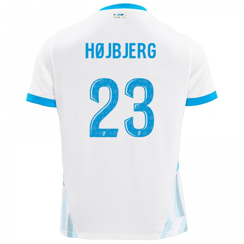 Børn Pierre Emile Hojbjerg #23 Hvid Himmelblå Hjemmebane Spillertrøjer 2024/25 Trøje T-Shirt