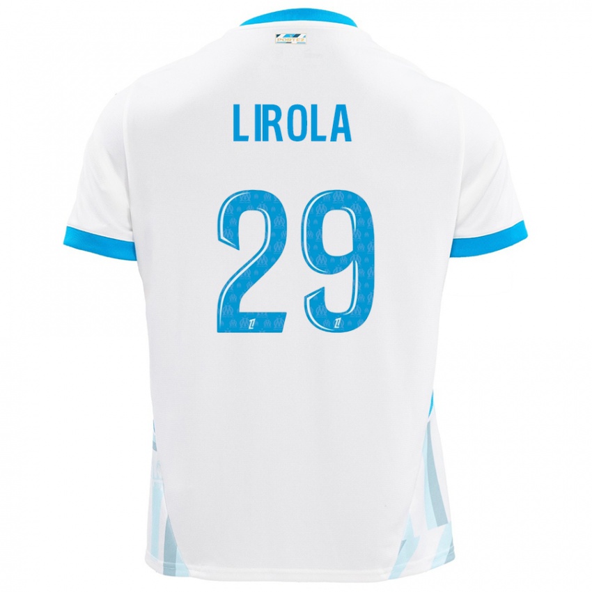 Børn Pol Lirola #29 Hvid Himmelblå Hjemmebane Spillertrøjer 2024/25 Trøje T-Shirt