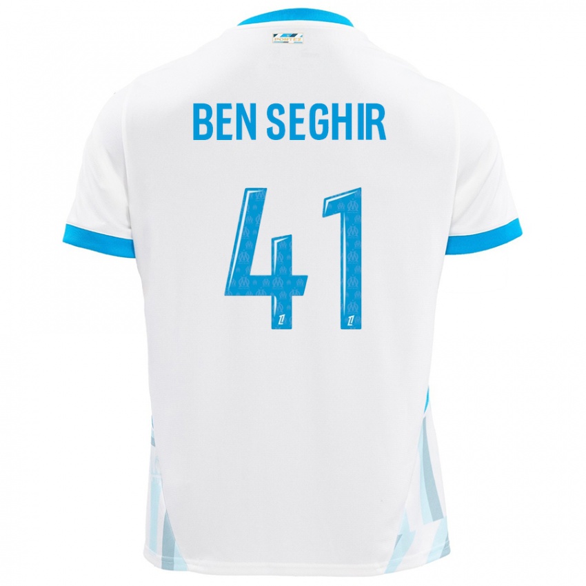 Børn Salim Ben Seghir #41 Hvid Himmelblå Hjemmebane Spillertrøjer 2024/25 Trøje T-Shirt