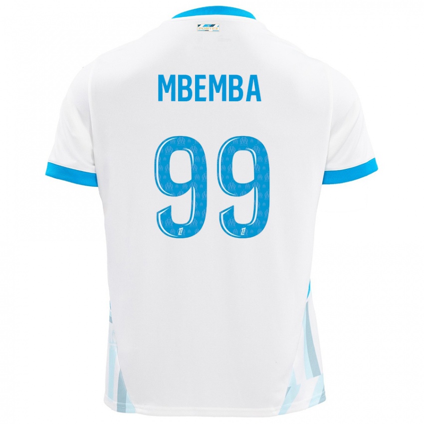 Børn Chancel Mbemba #99 Hvid Himmelblå Hjemmebane Spillertrøjer 2024/25 Trøje T-Shirt