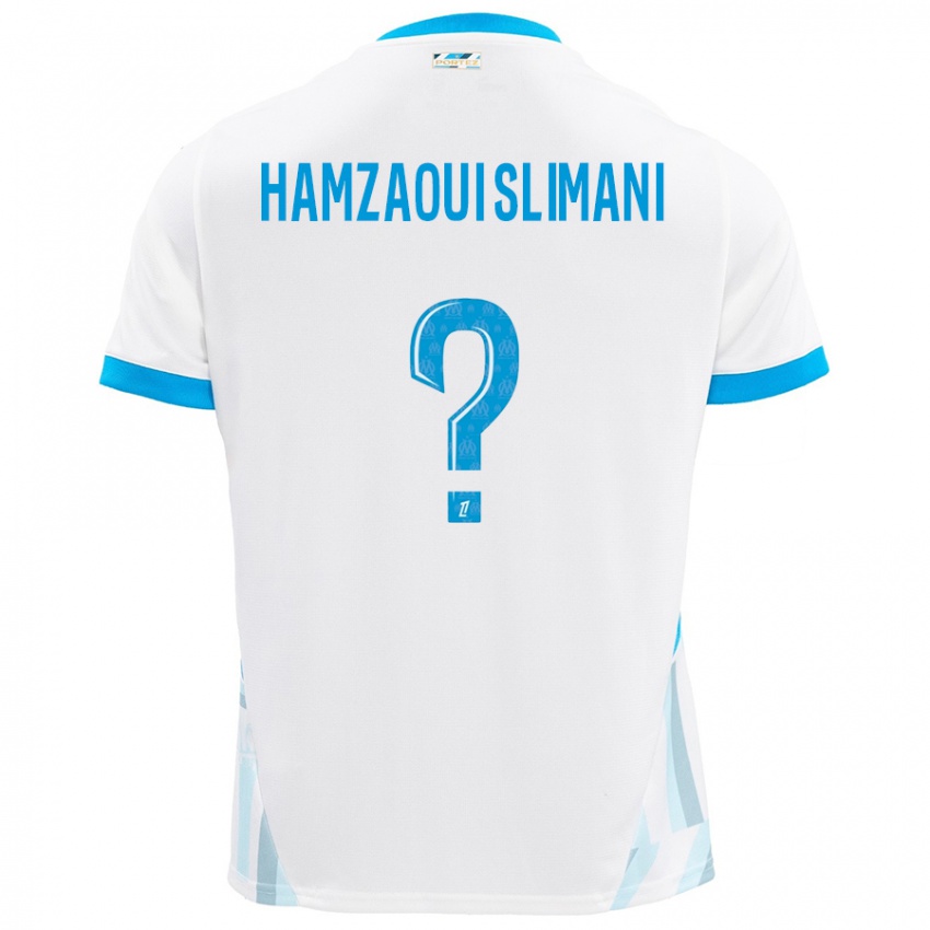 Børn Hilan Hamzaoui Slimani #0 Hvid Himmelblå Hjemmebane Spillertrøjer 2024/25 Trøje T-Shirt