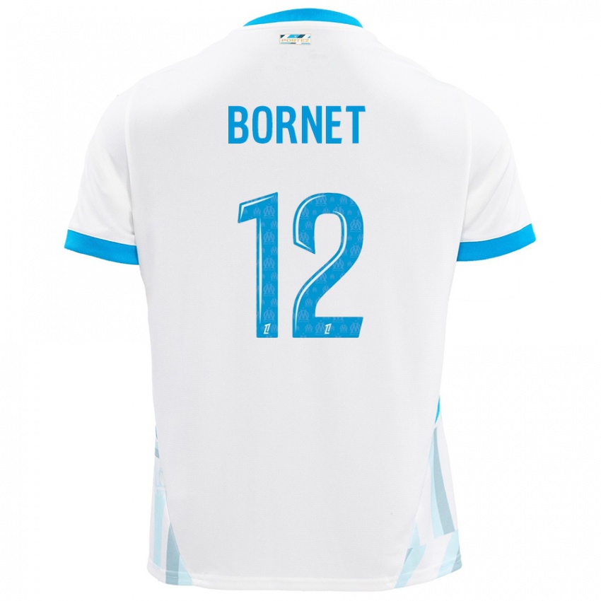 Børn Camille Bornet #12 Hvid Himmelblå Hjemmebane Spillertrøjer 2024/25 Trøje T-Shirt