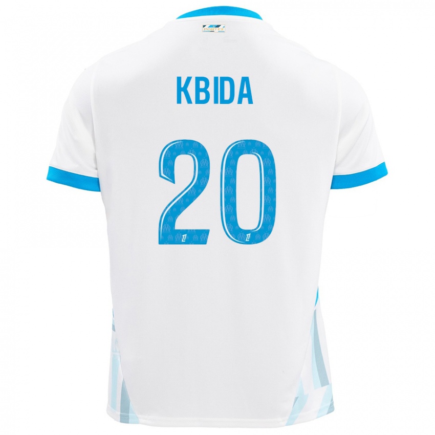 Børn Inès Kbida #20 Hvid Himmelblå Hjemmebane Spillertrøjer 2024/25 Trøje T-Shirt