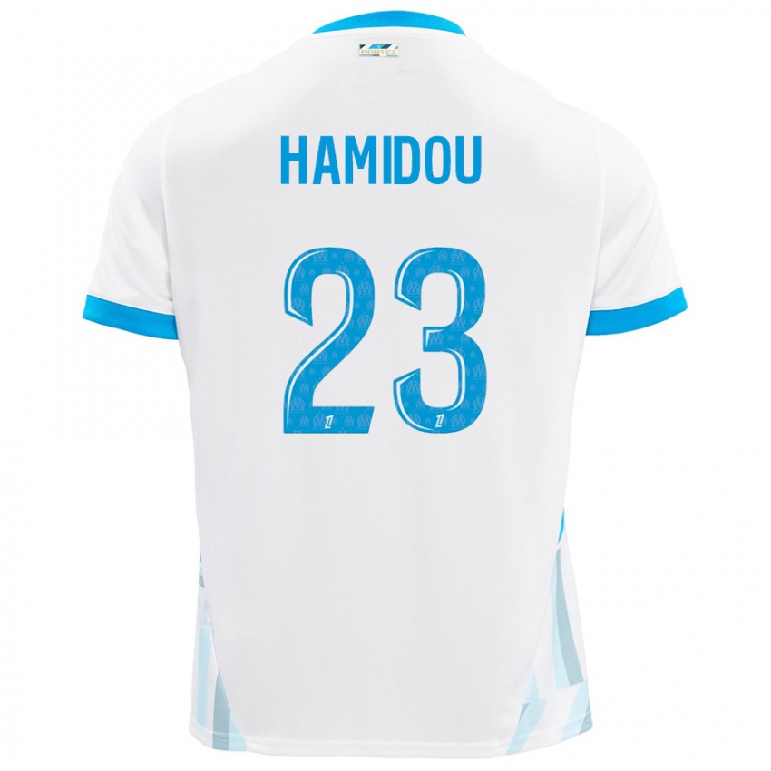 Børn Jamila Hamidou #23 Hvid Himmelblå Hjemmebane Spillertrøjer 2024/25 Trøje T-Shirt